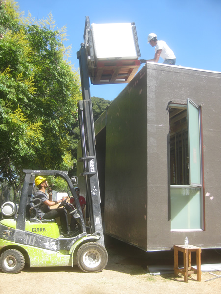 going up via fork lift